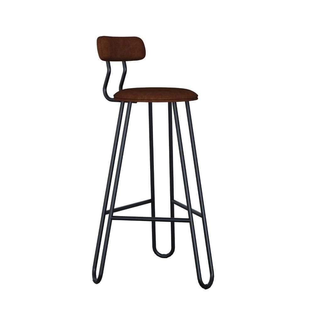 Banqueta Alta Ginger Com Encosto Courino Whisky