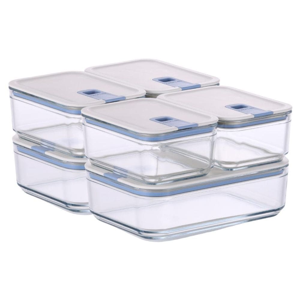 Conjunto De Potes De Vidro Herméticos Retangulares - Tampa C