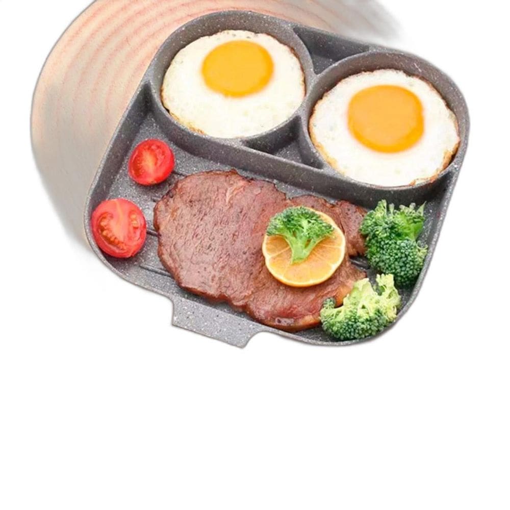 Frigideira Antiaderente 3 Partes Para Ovos Carnes Hambúrguer