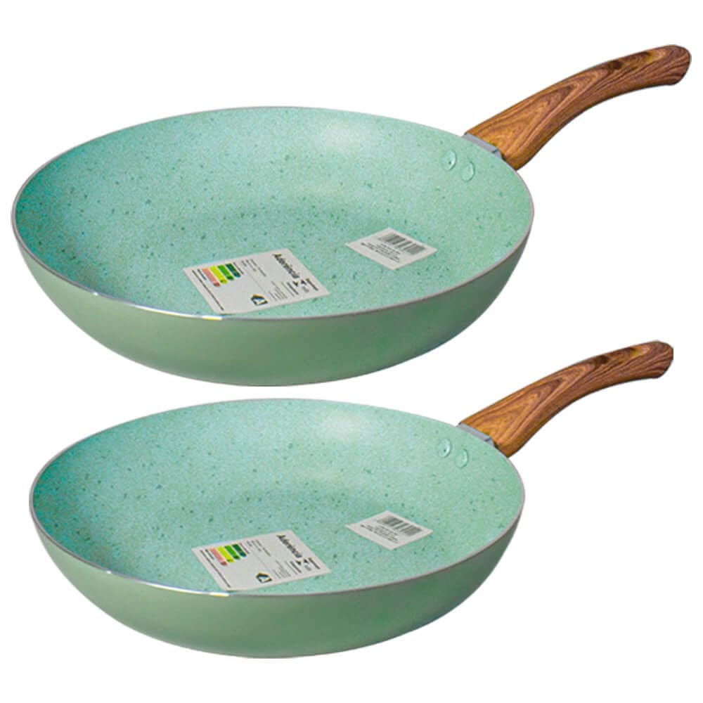 Jogo de Frigideiras Antiaderente Revestimento Cerâmica 2 peças Sahara Chama Verde 20cm e 22cm - Casambiente