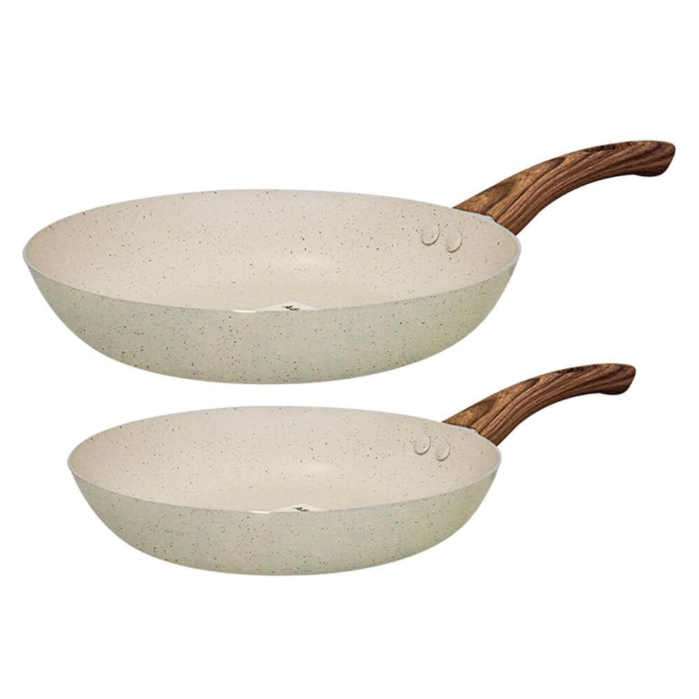 Jogo de Frigideiras Antiaderente Revestimento Cerâmica 2 peças Vanilla Sahara 20cm e 22cm - Casambiente