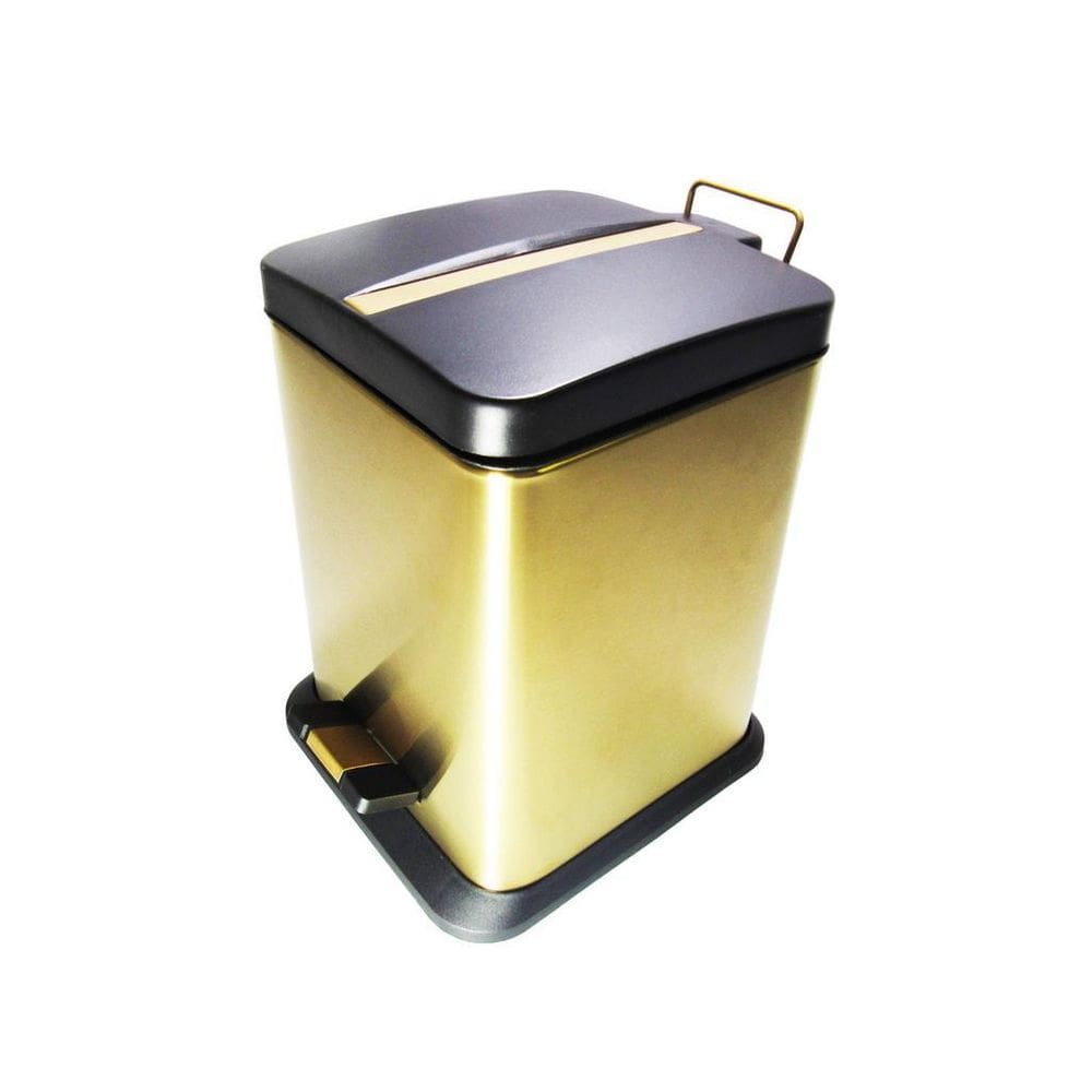 Lixeira Dourada E Preta Em Aço Inox Com Pedal 20L By Fineza