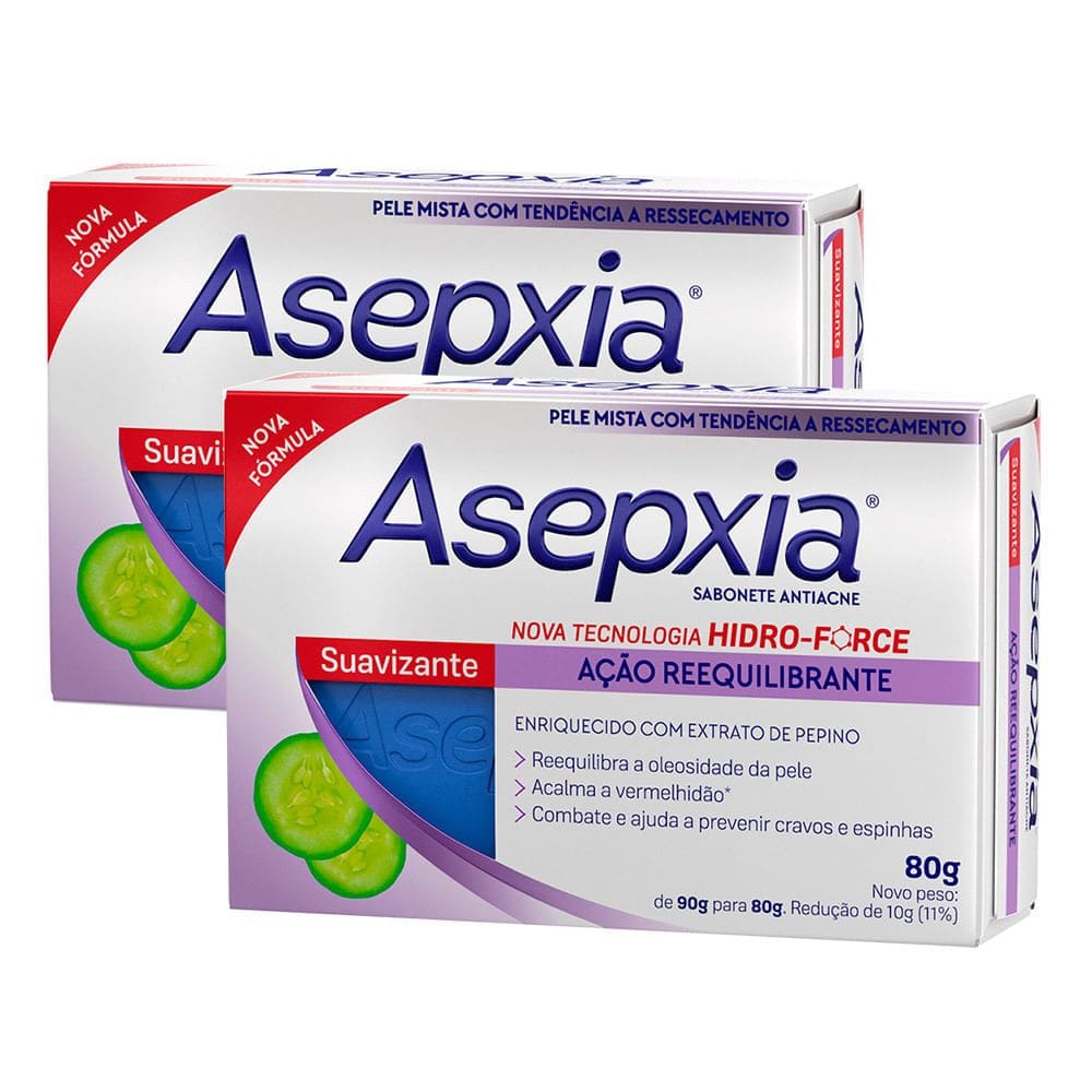 Sabonete Asepxia Suavizante Ação Reequilibrante 80g | Kit com duas unidades