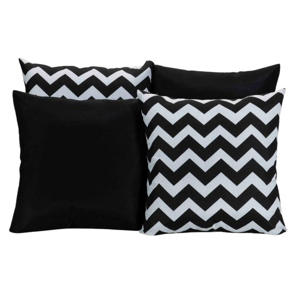 Kit 4 Almofadas Para Sofá Estampa Listrado Preto E Branco