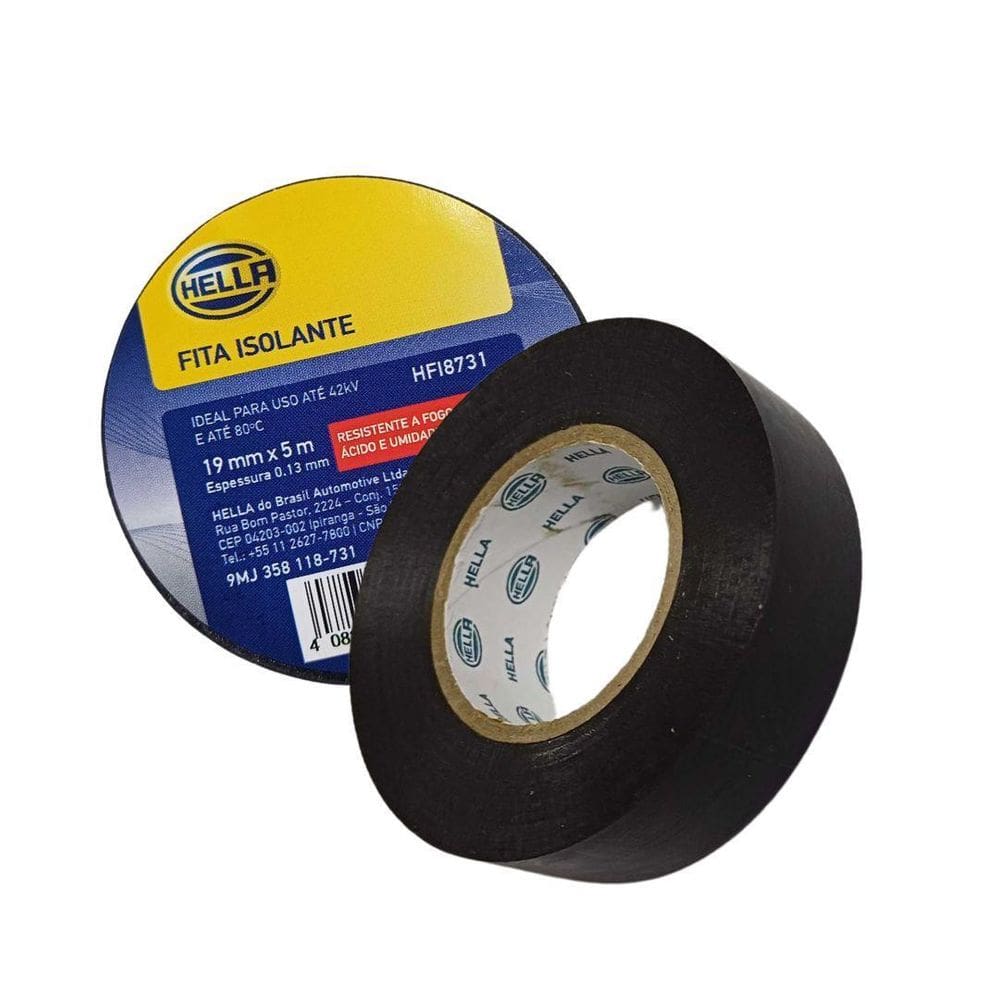 Fita Isolante 19Mm 5M Resistente Fogo Graxa Umidade Hella