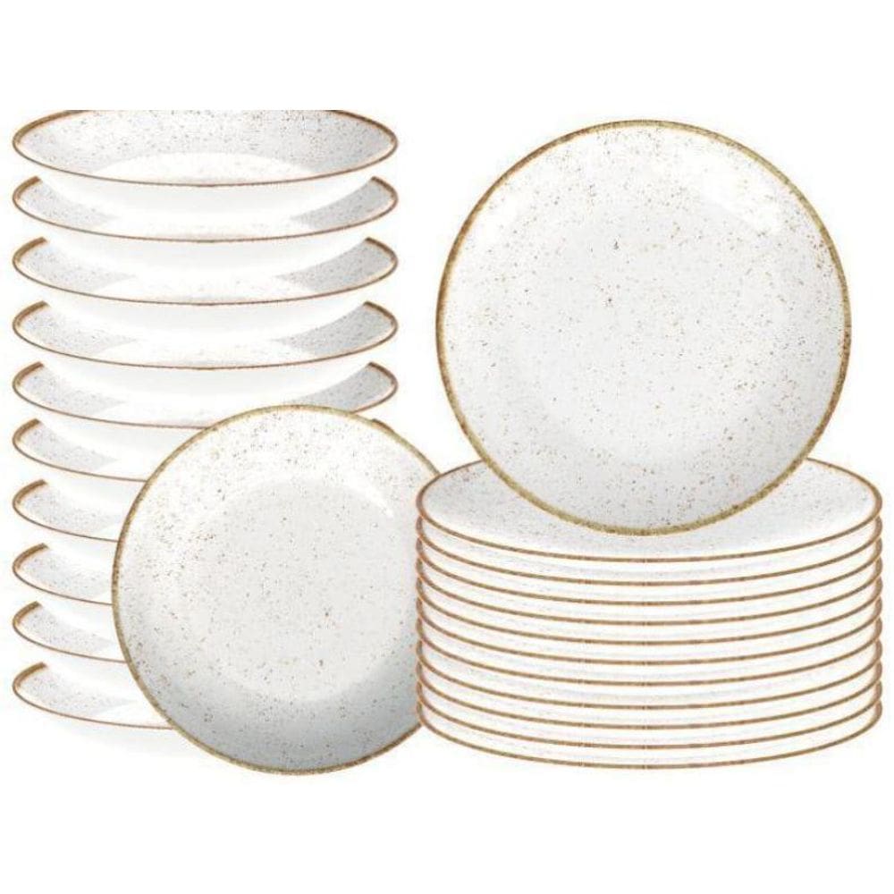 Kit Pratos Rústicos Marrom Porcelana 24 Peças Tramontina