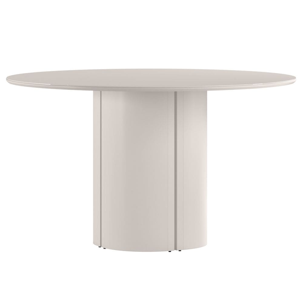 Mesa de Jantar Redonda para 6 Lugares 135cm Tampo Mdf com Vidro Serena Off White - New Ceval
