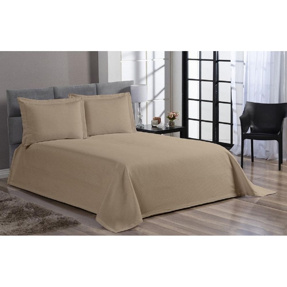 Cobre Leito Colcha Piquet Liso Casal Padrão 3 Peças