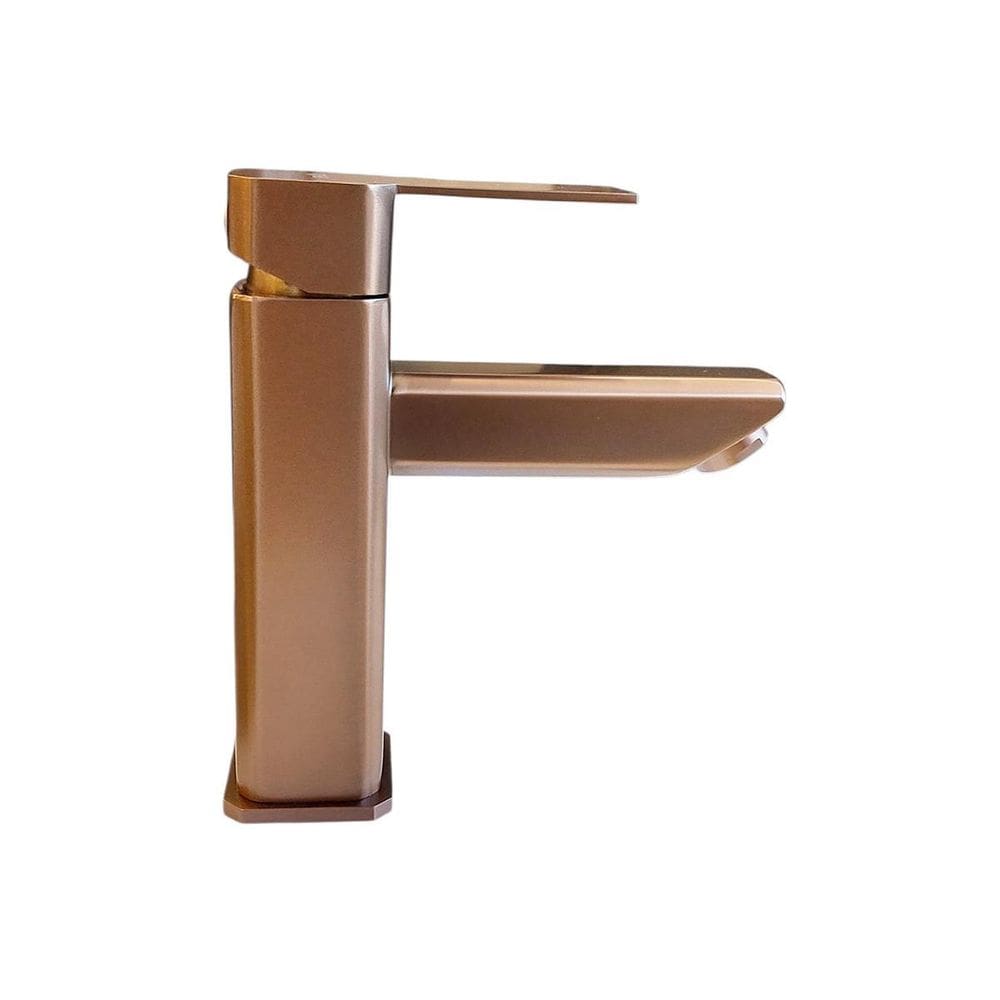 Torneira Banheiro Monocomando Bica Baixa Quadrada Rose Gold