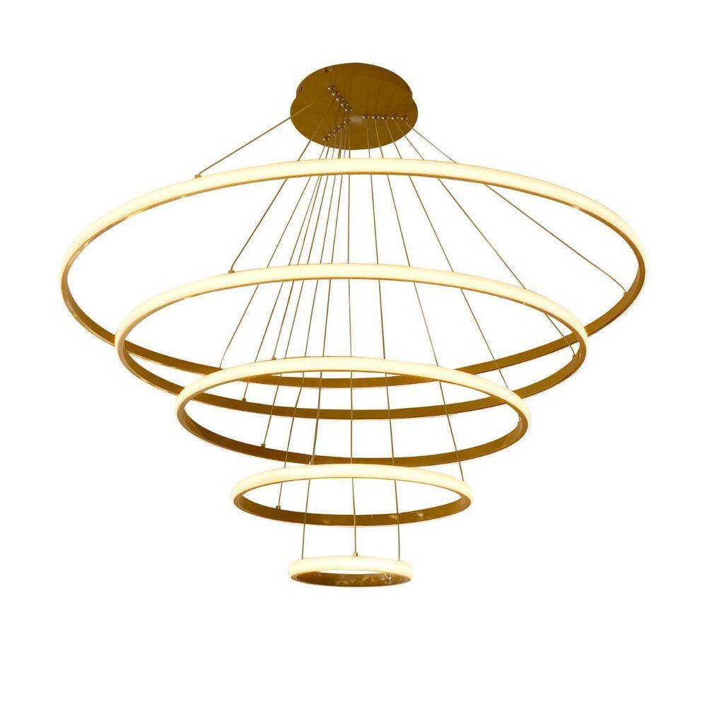 Pendente Luminária Led Redondo 1Metro Dourado Branco Quente