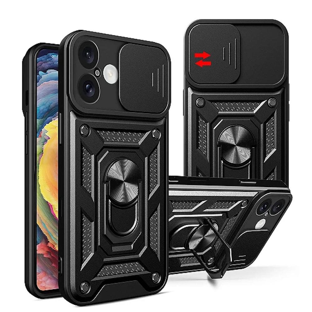 Capa Capinha Armadura C/ Proteção da Camera Suporte Anel 360 Para Ipphone 16 Plus