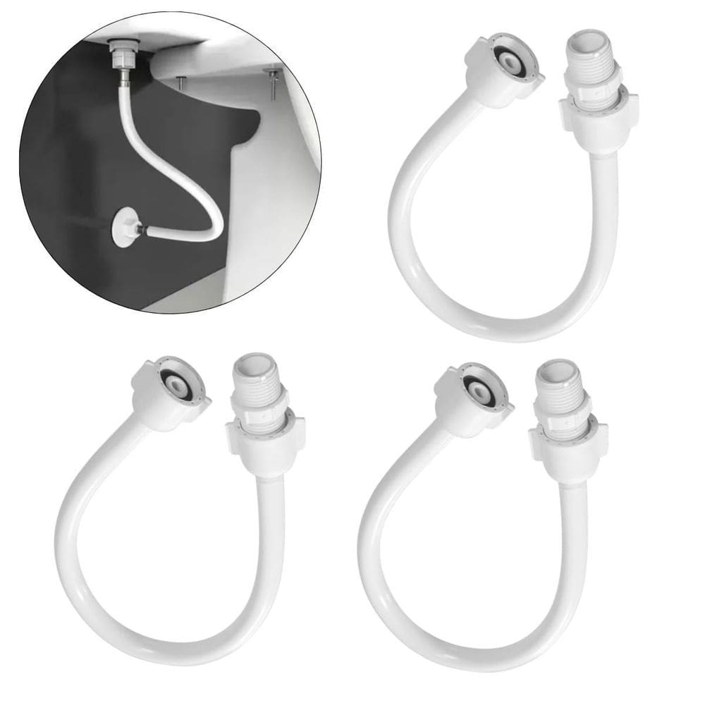 Engate Pvc Flexível Mangueira Descarga 40 Cm Branco 03 Un
