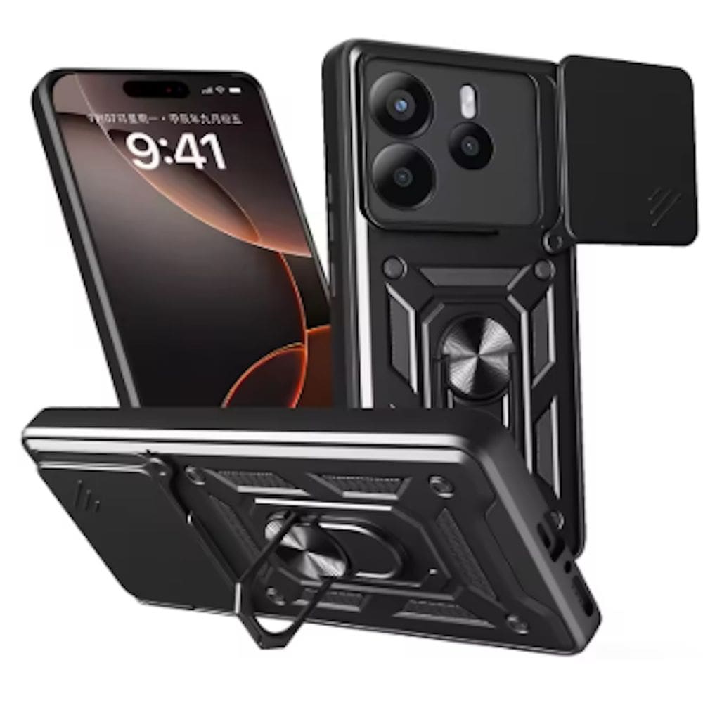 Capa Capinha Armadura C/ Proteção da Camera Suporte Anel 360 Para Reedmi Note 14 4G 5G
