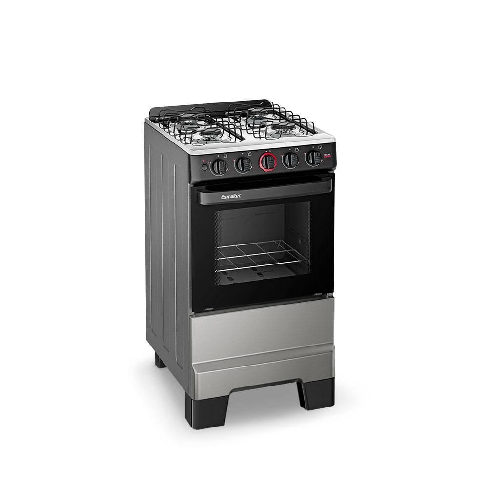 Fogão a Gás Mesa Inox Forno 50L Limpa Fácil e Acendimento Automático Esmaltec IDEAL Super F4IAI Cor Inox 4 bocas Bivolt