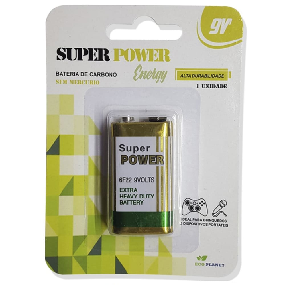Cartela de Bateria 9V Super Power com 1 unidade