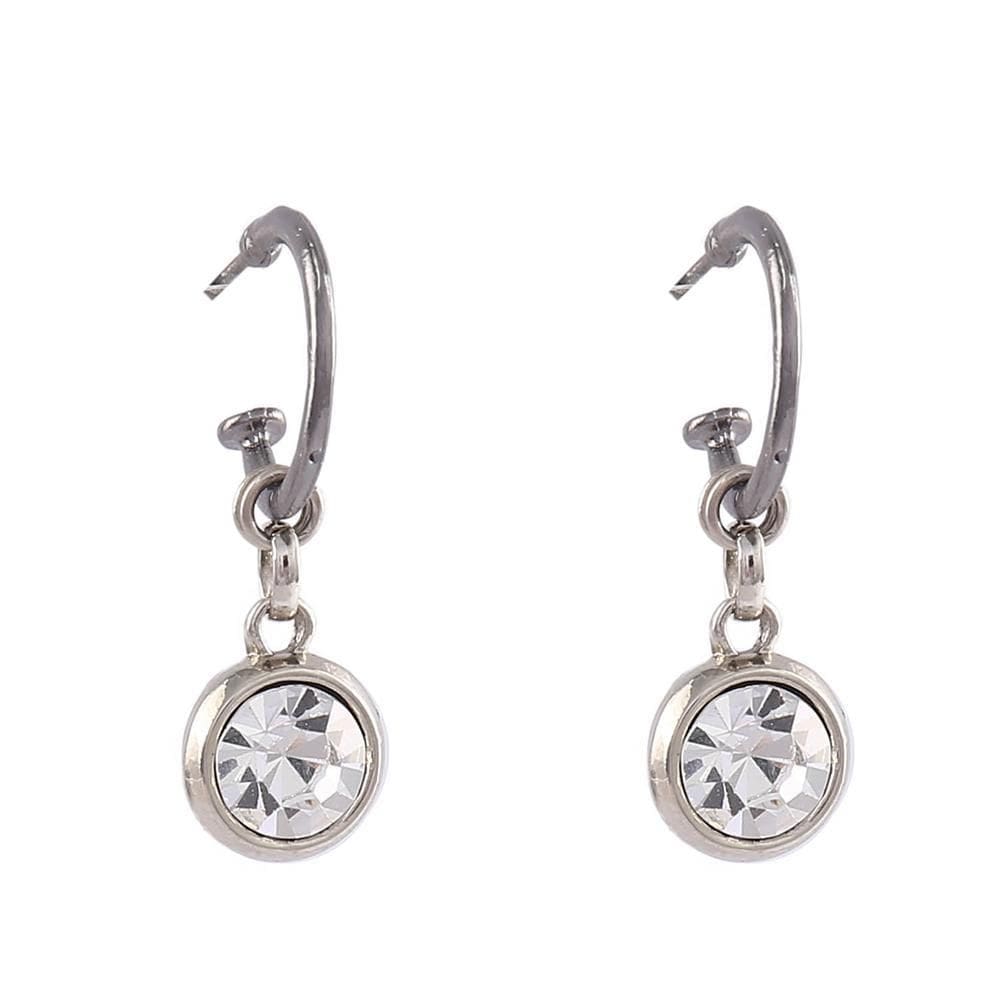 Brinco Armazem Rr Bijoux Argola Com Cristal Grafite Prata