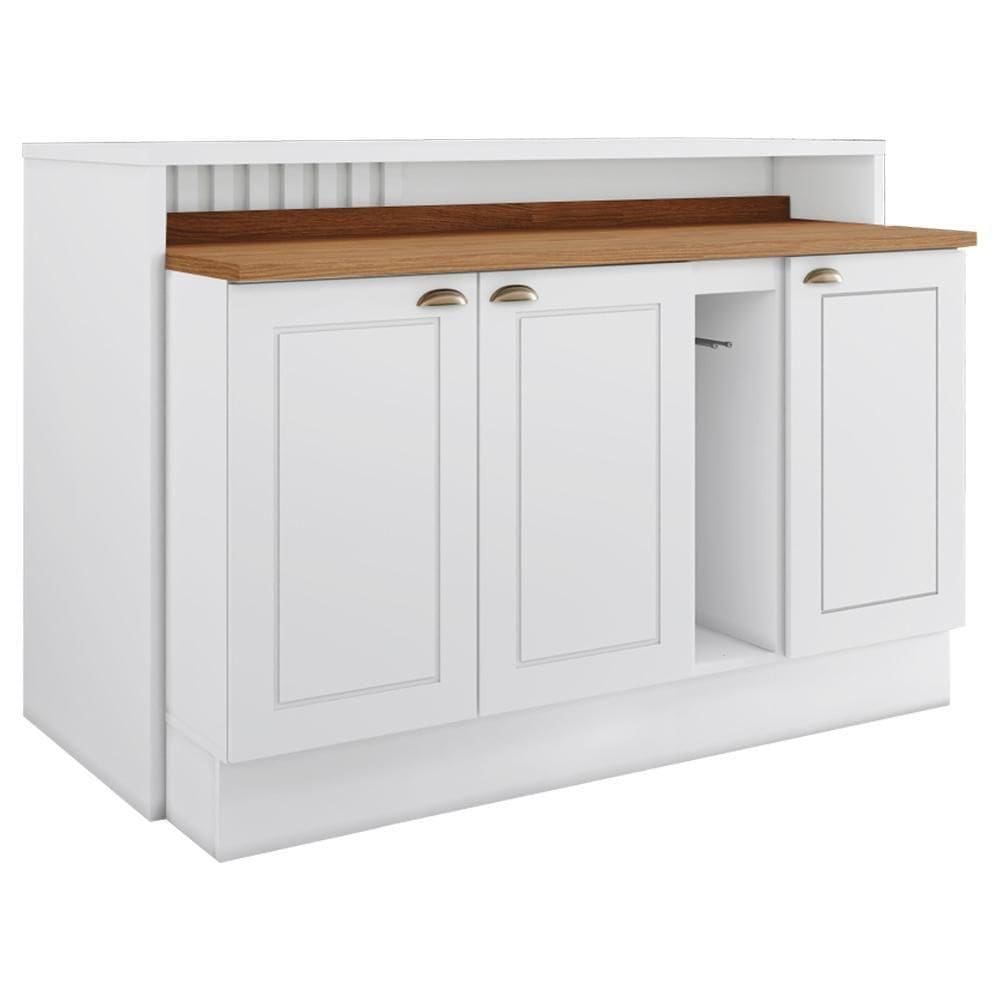 Bancada E Balcao Gourmet 146cm Ce818 Americana Branco Nature Henn