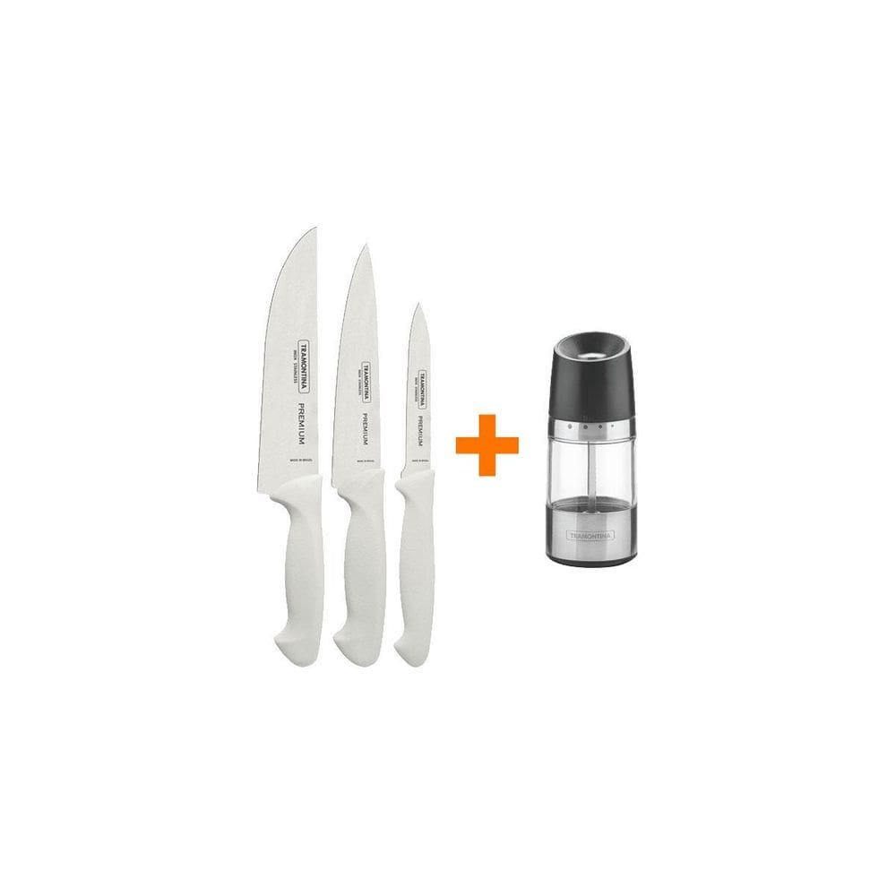 Conjunto Premium 3 Pçs + 1 Moedor Sal Ou Pimenta Tramontina