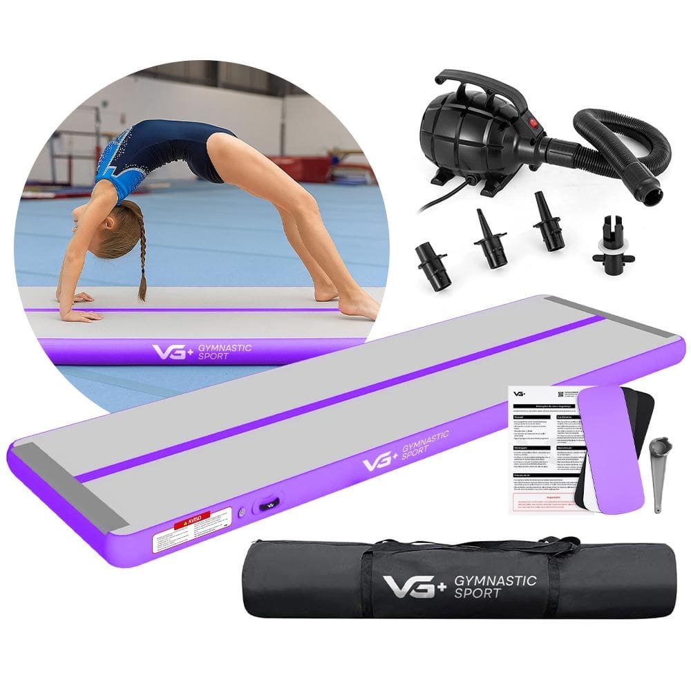 Tapete Colchão Ginástica Inflável 3 Metros com Bomba Elétrica VG Plus Roxo 110v