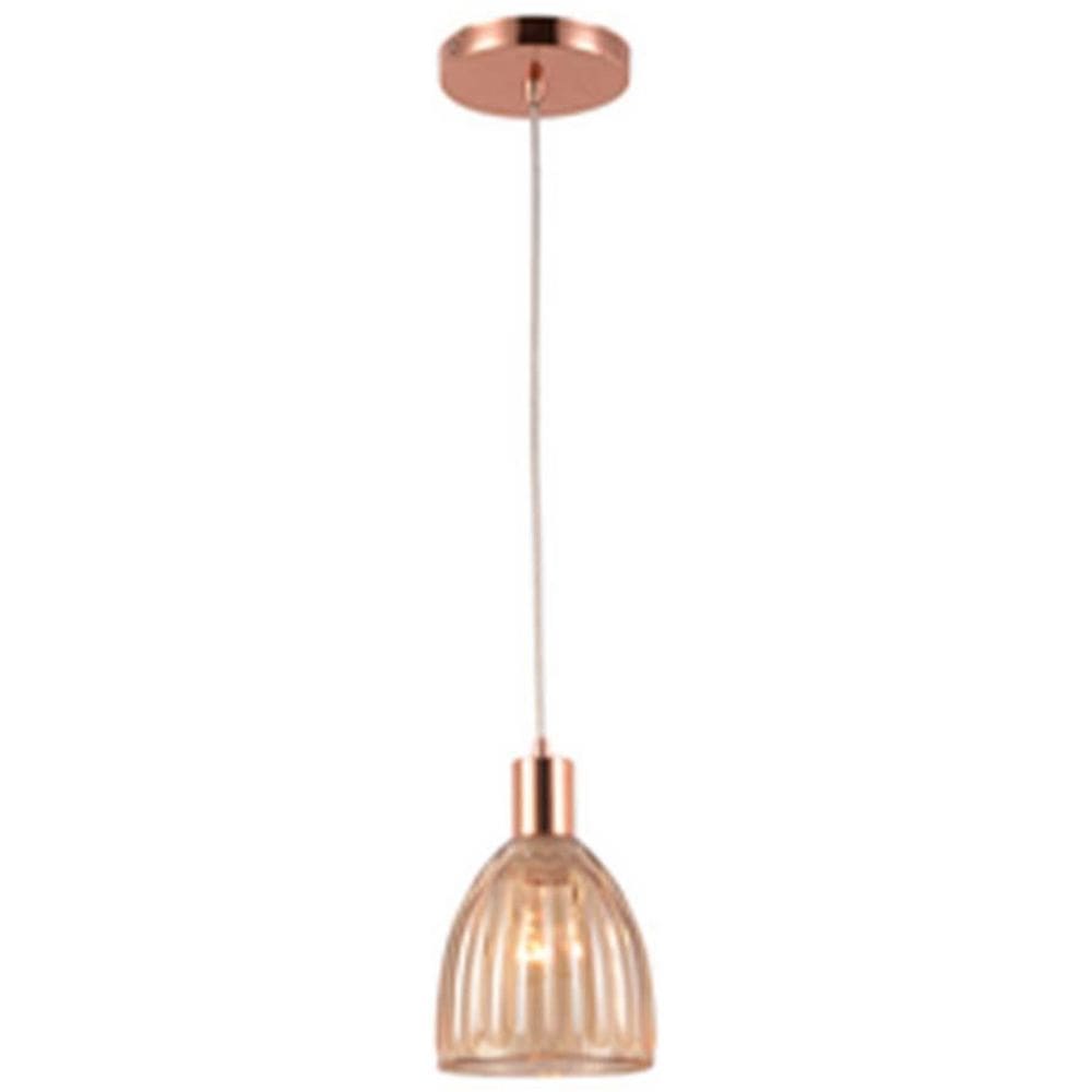 Lustre/Pendente Em Vidro Mooca Cobre/Rose Gold Estilo Retrô