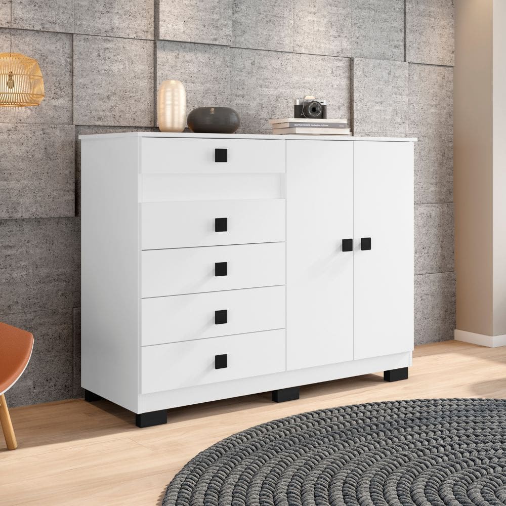 Cômoda Araplac 2 Portas 5 Gavetas ? Organização com estilo para o seu ambiente!