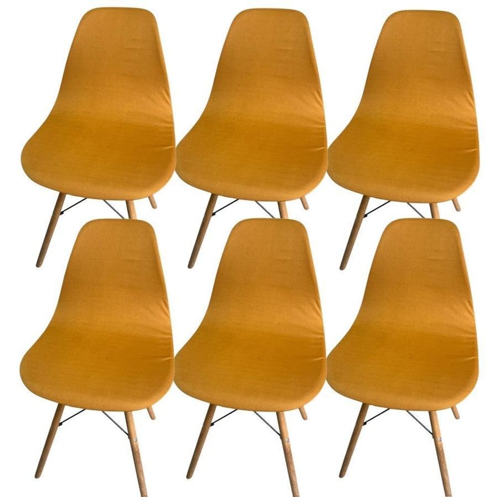 Kit 6 Capa Cadeira Charles Eames Eiffel Pé Palito Malha Lisa