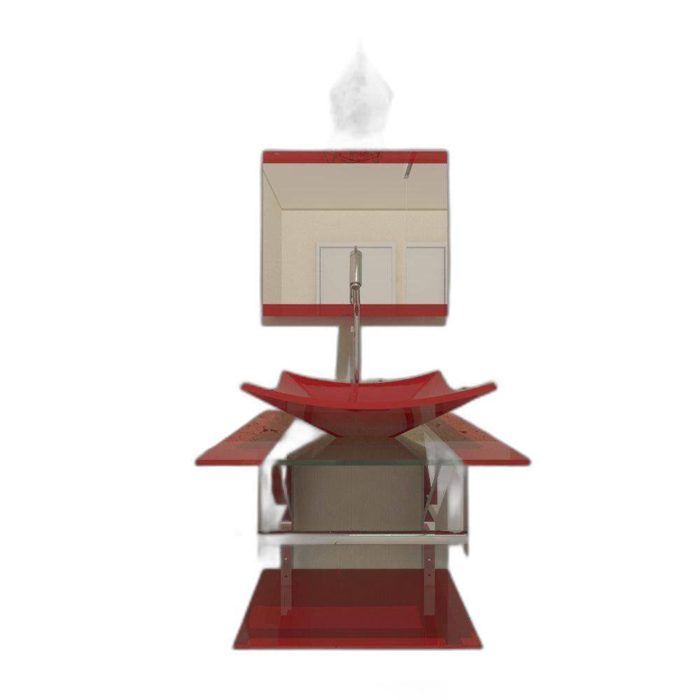 Gabinete De Vidro 45Cm Iq Inox Com Cuba Quadrada - Vermelho