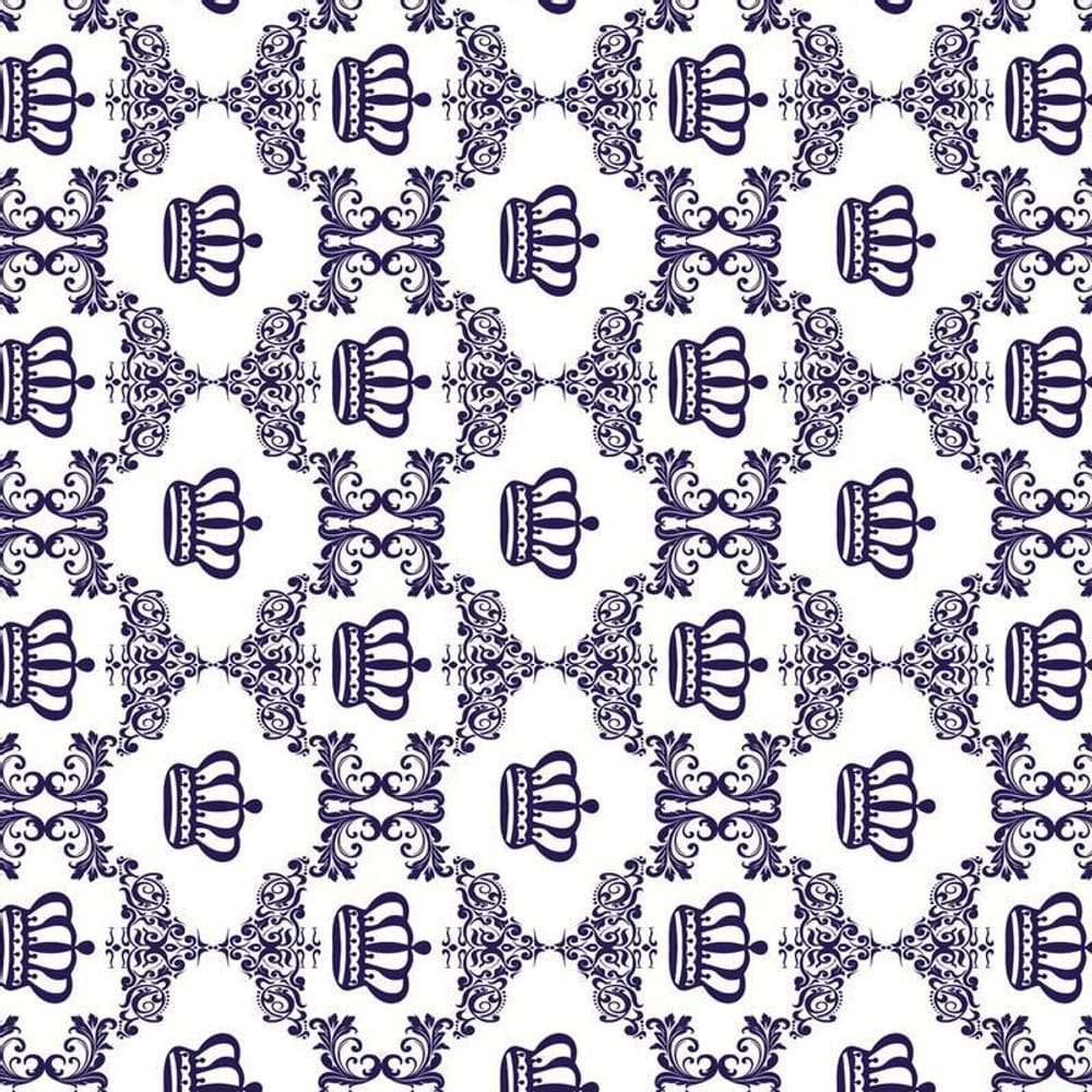 Papel Parede Branco Com Coroas Azul Escuro Adesivo Infantil
