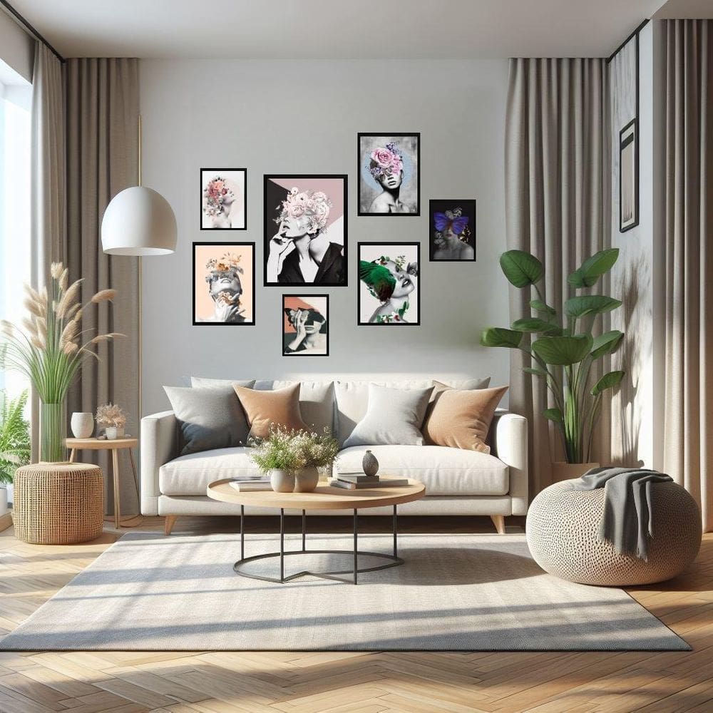 Kit 7 Quadros Decorativos Mulheres Surrealismo