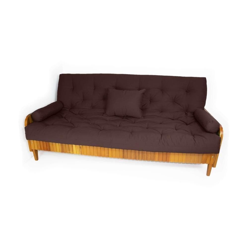 Sofá Cama Paris Ripado Acquablock Marrom Madeira Nobre