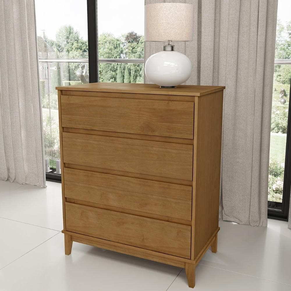 Cômoda Para Quarto 81cm 4 Gavetas Solvi Freijó F07 - Mpozenato