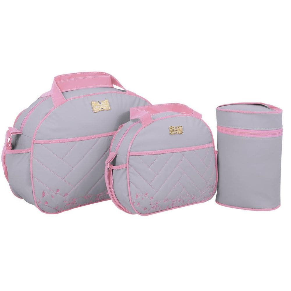 Kit Bolsas Maternidade Mave Baby Prime Cinza E Rosa