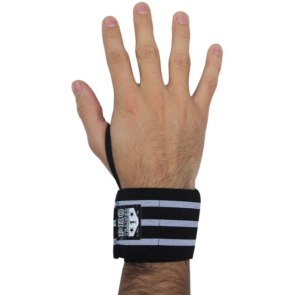 Munhequeira elástica crossfit musculação preto com branco