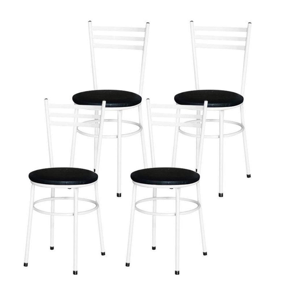 4 Cadeiras Epóxi Branca Para Cozinha Preto