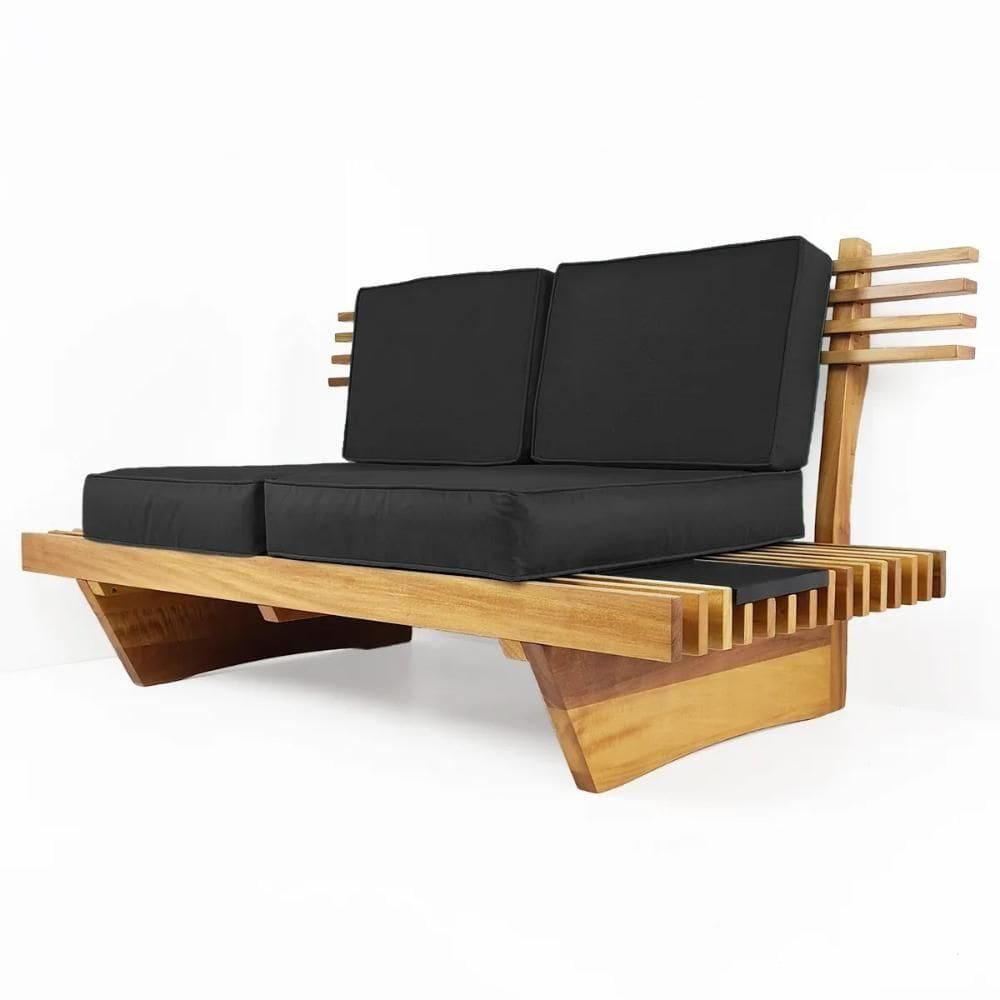 Sofá 2 Lugares Xangai Madeira Nobre Sala Moderna - Amarelo Amarelo