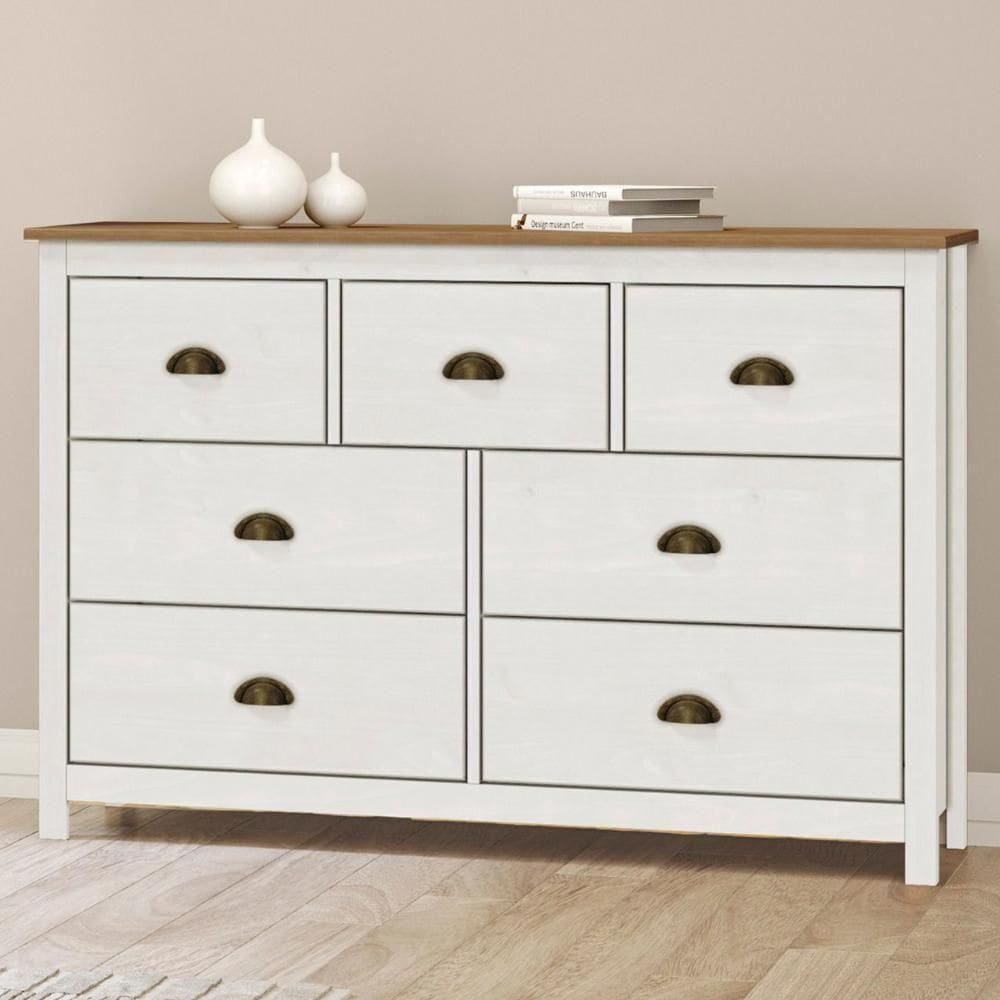 Cômoda Para Quarto 125cm 7 Gavetas Lázio Branco/freijó F07 - Mpozenato
