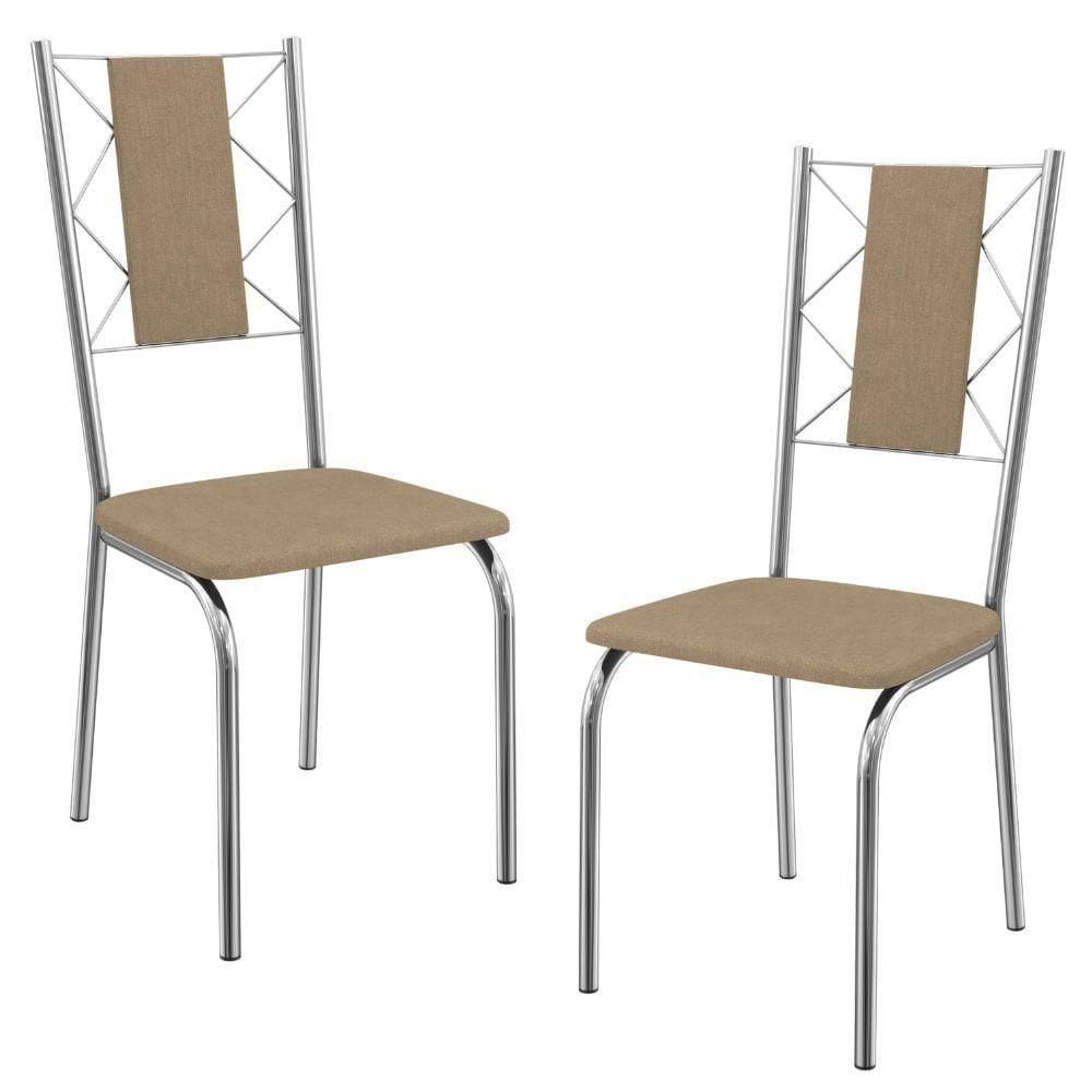 Kit 2 Cadeiras Cromada Sala Jantar 2C076CR Corino Kappesberg Capuccino