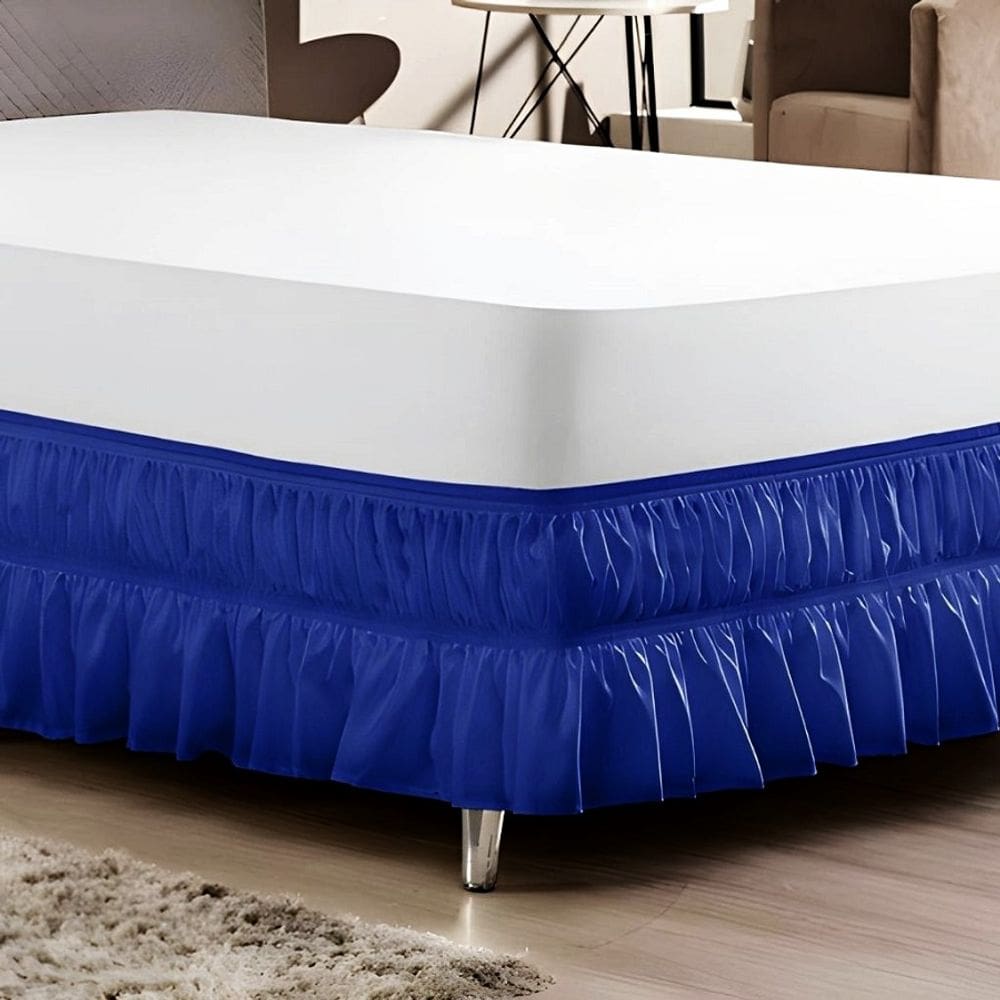 Saia Box Ajustável Serve em Cama Casal Queen e King Babado com 2 Elásticos 1 Peça