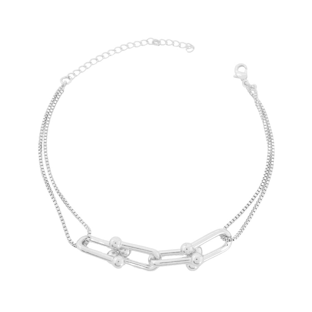 Pulseira Dupla Trabalhada Banhada a Prata