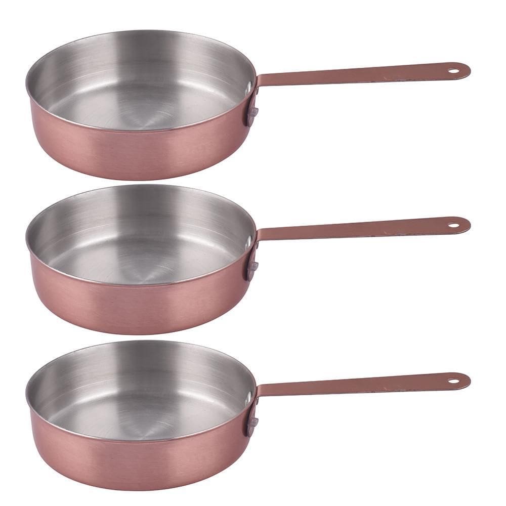 Kit 3 Mini Frigideira Inox Servir Decorar Panelinha 11,5Cm