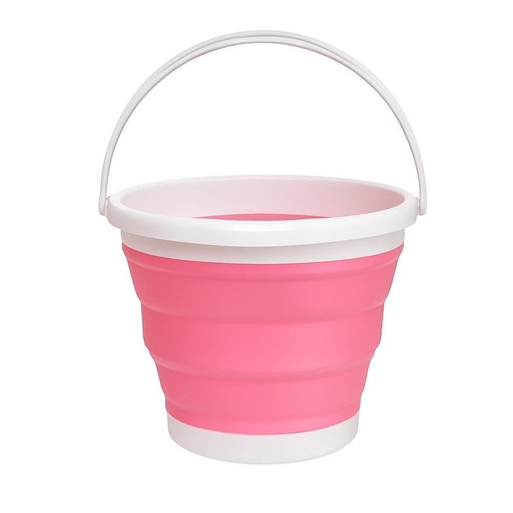 Balde Multiuso Retratil Flexivel Para Limpeza Domestico Capacidade 10l Campacto Silicone Rosa