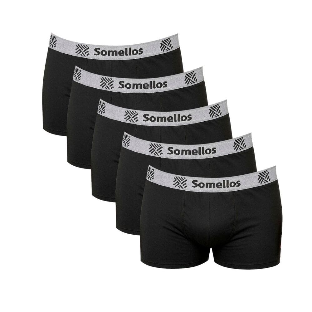 Kit 5 Cuecas PLUS SIZE EXG2 Somellos Boxer Preta Microfibra