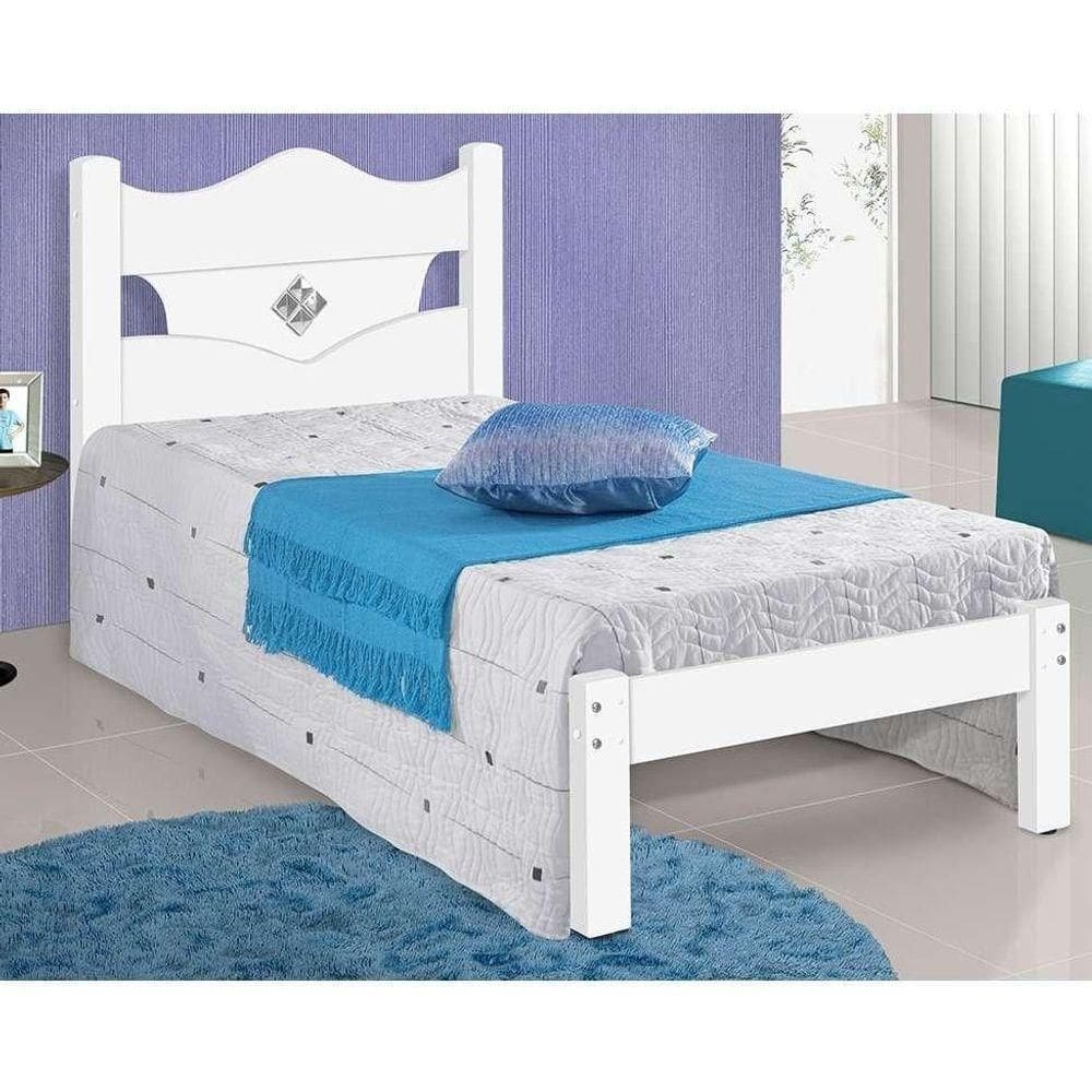 Cama Julia Solteiro Branco-azul-rosa-lilas Com Colchão- Carmolar