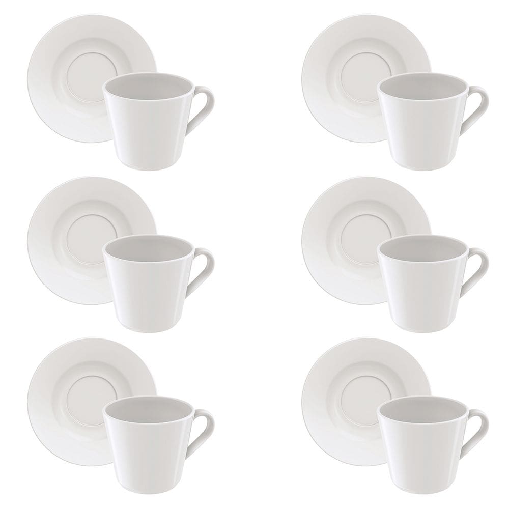 Xícara com Pires para Chá Leonora de Porcelana 185ml 6un - Tramontina 96010/237