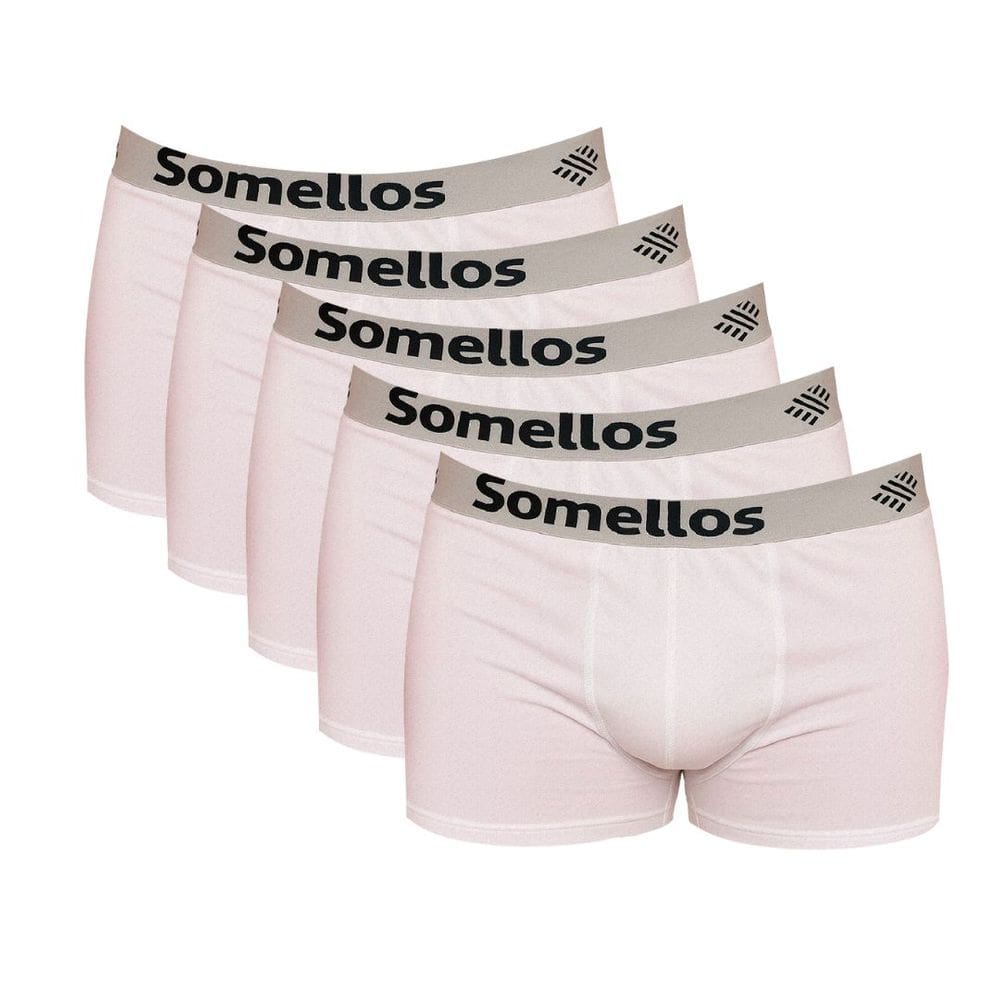 Kit 5 Cueca Boxer Plus Sizer Branca Somellos Microfibra Poliamida EXG2