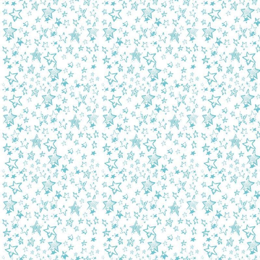 Papel De Parede Branco Com Estrelas Azul Claro Adesivo Sala