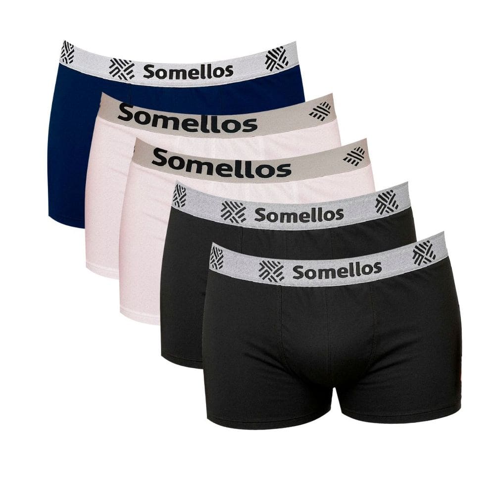 Kit 5 Cueca Boxer Plus EXG2 Somellos  Microfibra 2 Branca, 2 Preta e 1 Azul