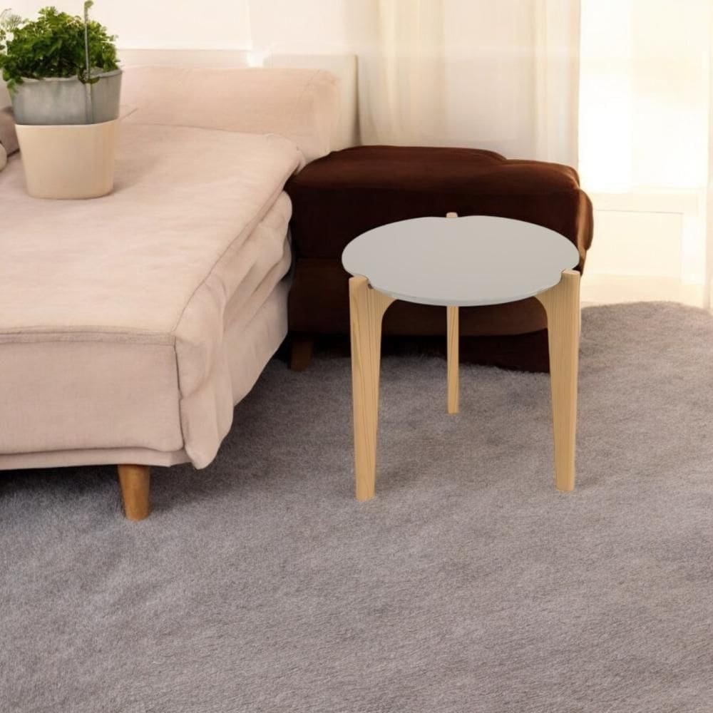 Mesa Lateral Florida 0,50 Off White Perolizado Freijó Lukaliam