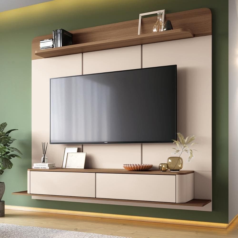 Painel Home Suspenso Galax Até 70" Off White/castanho