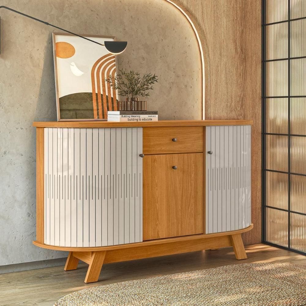 Kit Buffet E Cristaleira Viena Cainamomo Off White